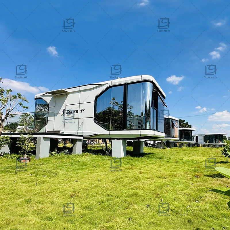 Luxury Camping Space Capsule Prefab Cabin Glass Moving House Modern Prefab House  Mobile Homestay Prefab Container House
