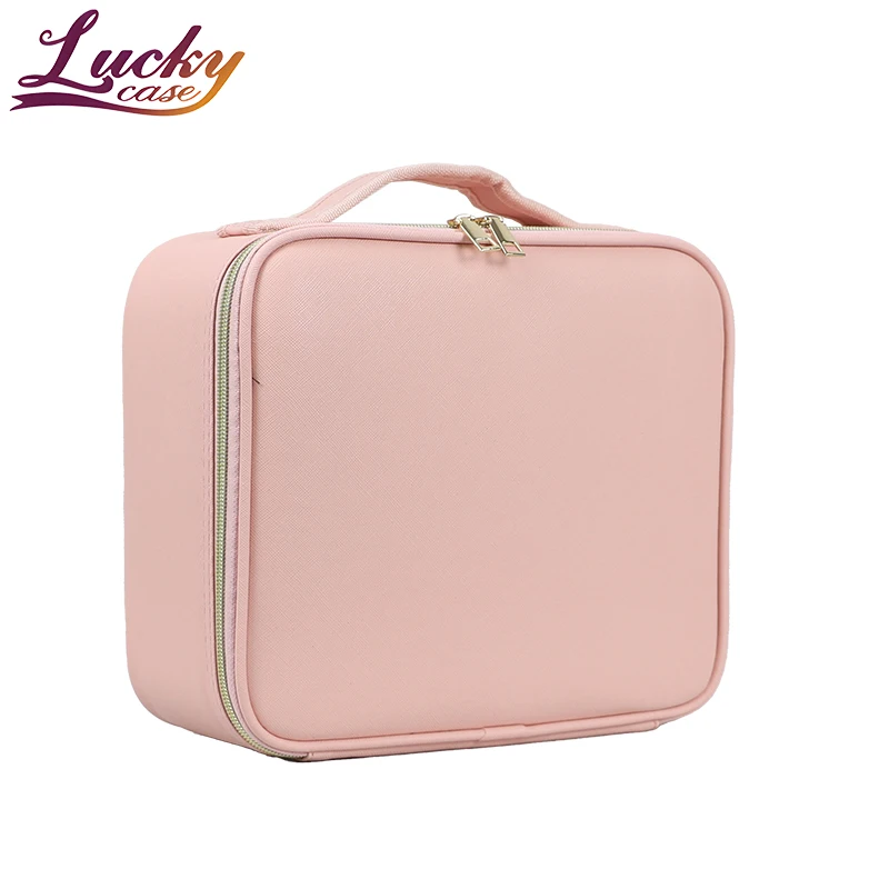 Pu Makeup Bag with Led Mirror Lighted Make Up Travel Bag with Dividers Cosmetic Vanity Bag Case