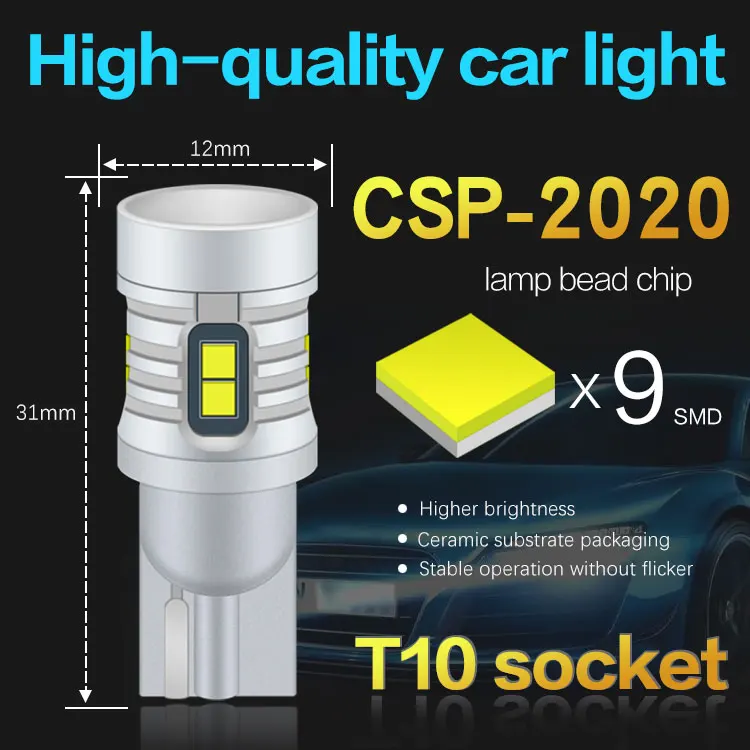 Manufacturer 12v-24v Car Led Bulb W5w Led Interior Auto Bulb 194 W5w Wedge Plate Dome Light Canbus T10 Led With No Error