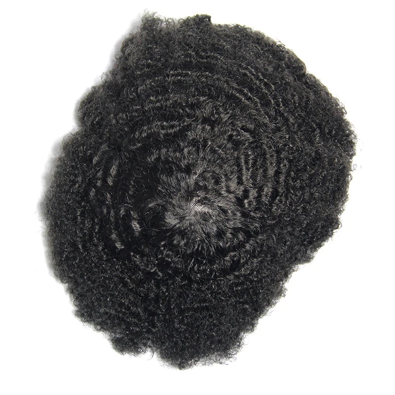 
Custom fashion natural afro curl pu skin top toupees, 100% brazilian human hair toupee ,7*9 afro toupee for black men 