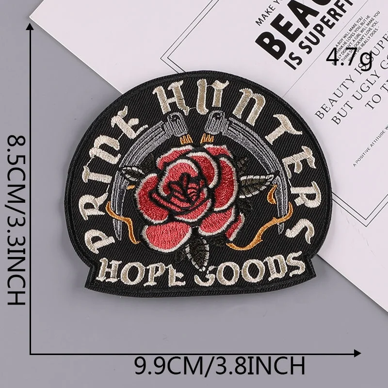 Shenglan Bleeding Roses Skull Patch  Realistic Halfskull Calavera Skeleton Embroidered Iron On patches for Jackets Clothing