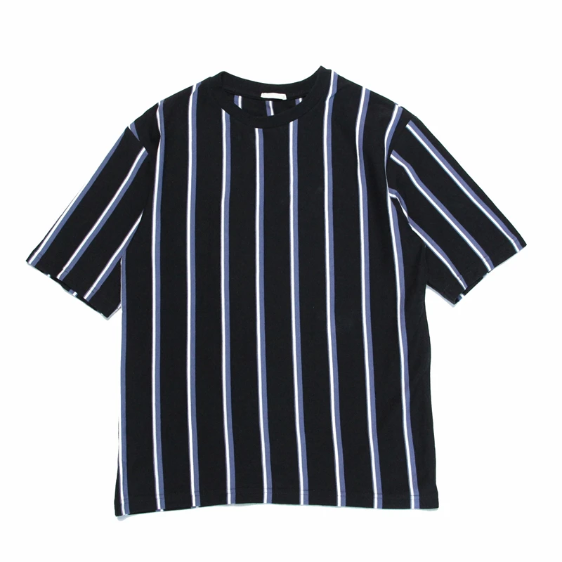 unsex fashion loose 100% bangladesh wholesale clothing short sleeve vertical striped men t shirt