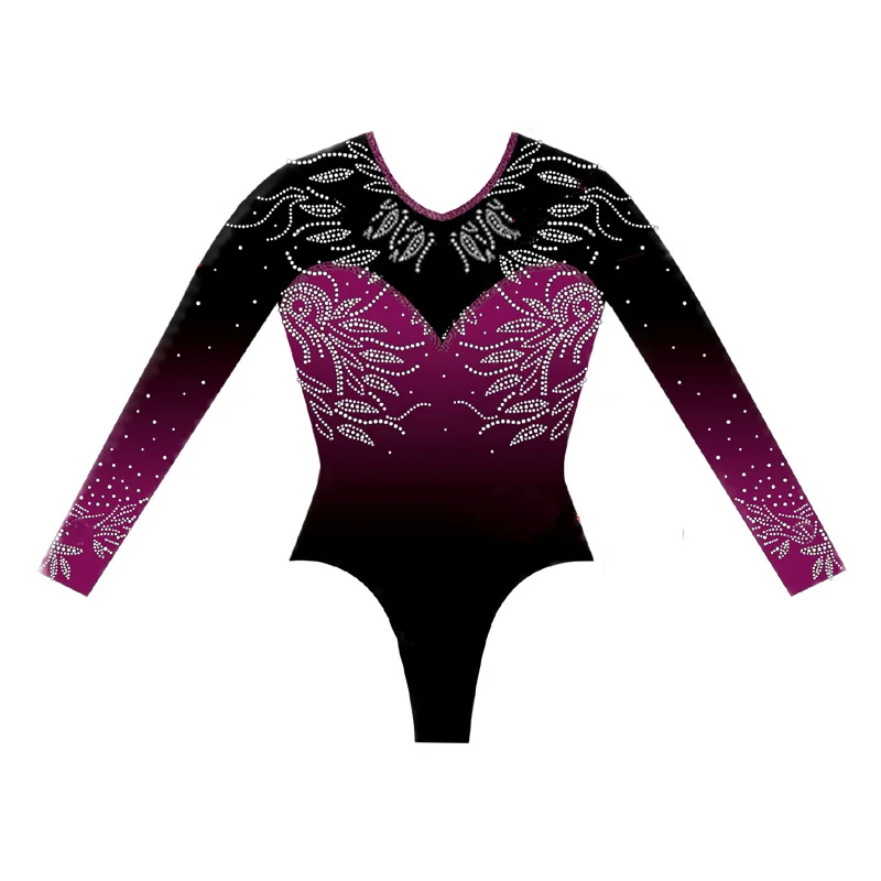 Custom Performance Gymnastics Wear Sublimation Floral Printing Dance Costumes Children Mesh Dancewear Ballet Girls Leotards