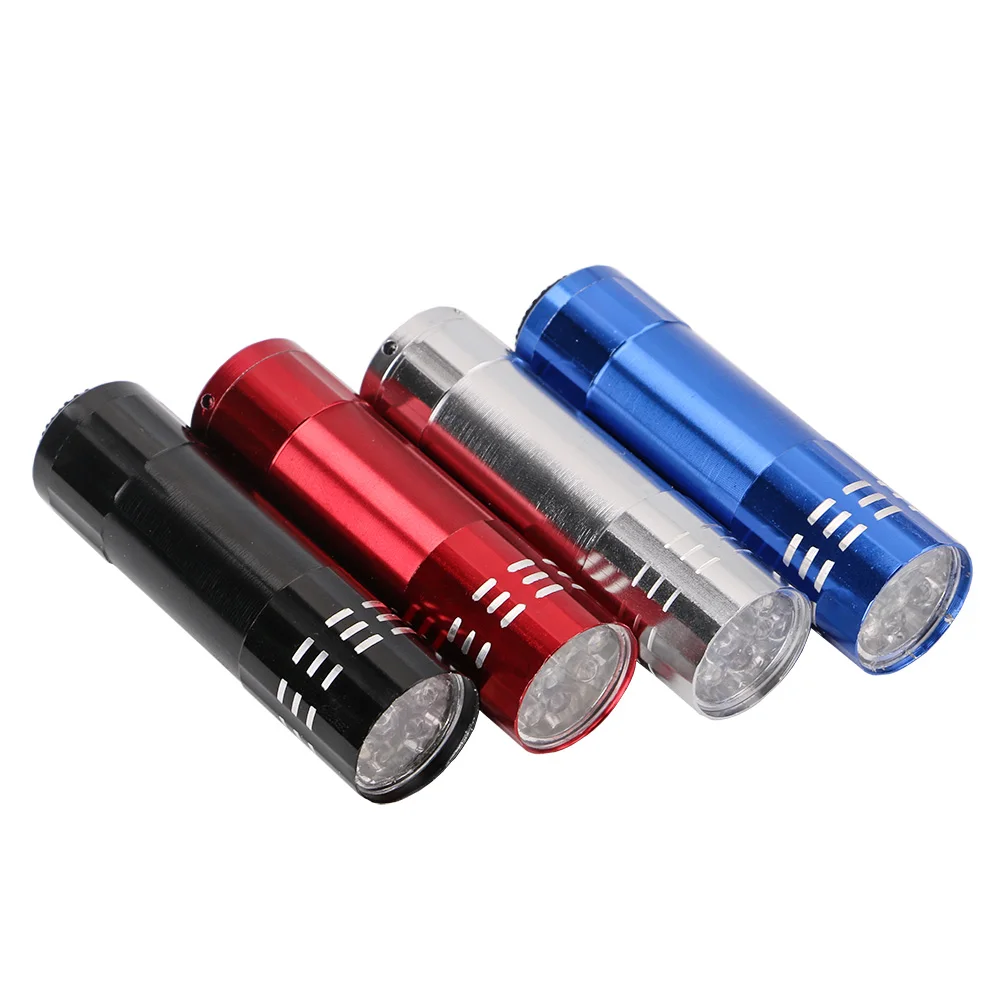9 LED Mini Flashlight Flash Torch Lamp Battery Small Pocket Penlight Portable Lantern Light Lamp High Power for Camping