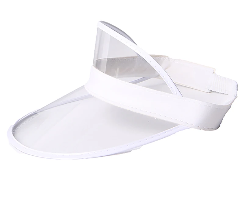 Women Summer  Visor Wholesale Customized Print PVC Plastic Transparent  Beach Cap UV Protection Sun Visor Hat