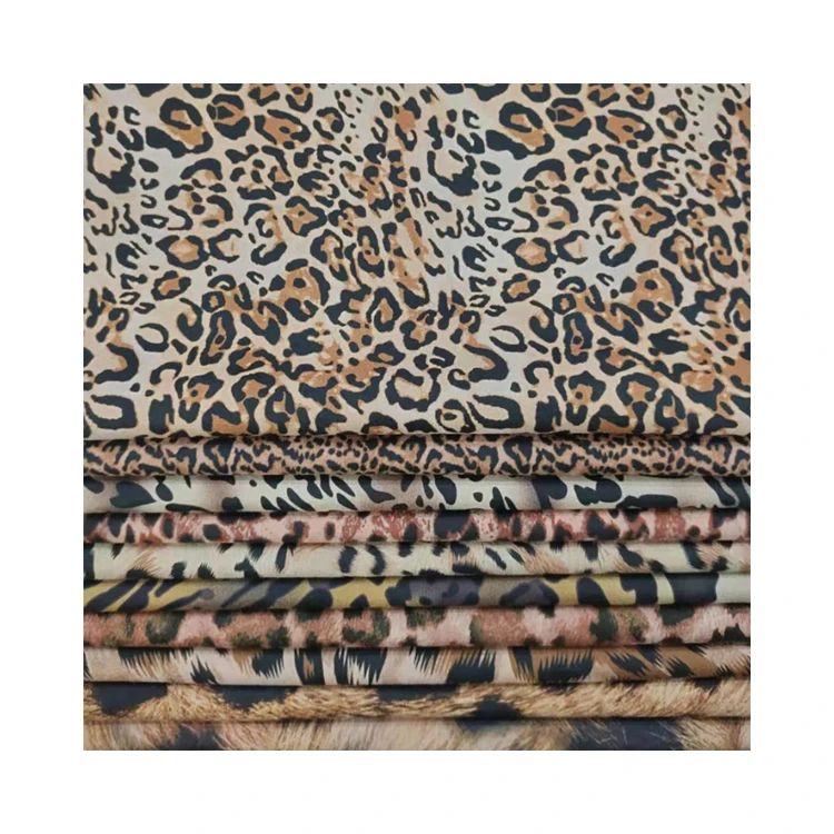 Hot New Products Foil Print Stamping Fabric Spandex Leopard Scuba Suede 10% Spandex 90% Polyester For Women Skirt Clothing