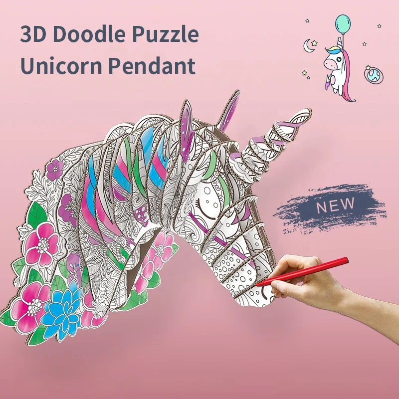 Arts And Crafts Puzzle Set Educational 3d Art Coloring Painting Puzzles Gift Toys For Kids Paper Crafts