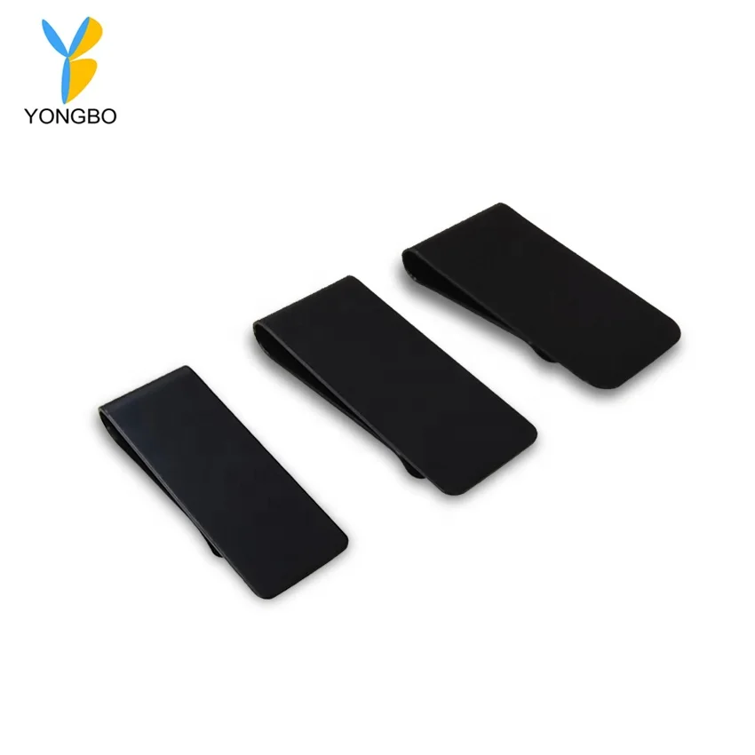 Custom Logo Money Clip Black Wallet Slim Pocket Cash ID Credit Card Money Holder Bill Clip Clamp Gift