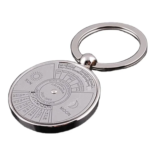 Hot Sell Mini 50 Years Perpetual Calendar Metal Keychain Unique Design Metal Keychains for Car