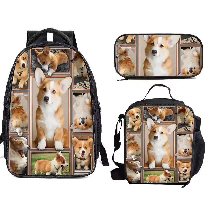 Cartoon Mario Schoolbag 3pcs A Set Backpack 3D Printing Backpack for Primary student and kindergarten Lunch Bag Pencil Case