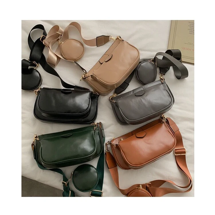 
Composite Bag 2020 Fashion Pure Color Wild Strap Bags Set Ladies Crossbody PU Leather Travel Packs Trendy Designer Shoulder Bag 