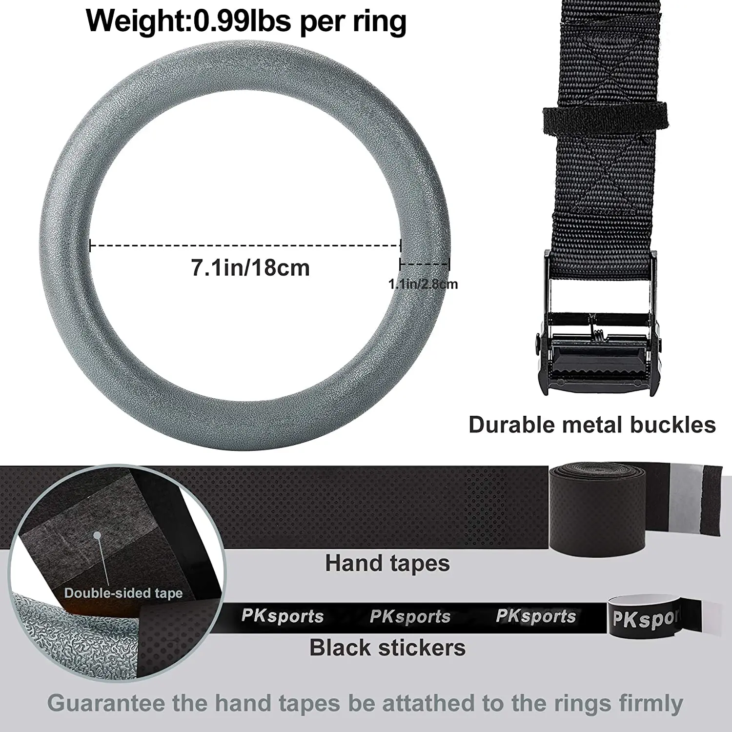 Гимнастические кольца грузоподъемностью 1100 фунтов с регулируемыми ремешками на пряжке для упражнений