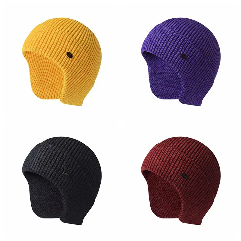 Men Outdoor Earflap Hat Earmuff Ear Protector Warm Cycling Ski Cap Winter Hat Women Knitted Woolen Beanie Hat