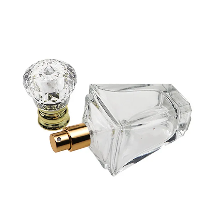 manufacture custom 60ml cheap perfume rectangle clear empty glass bottle with crimp