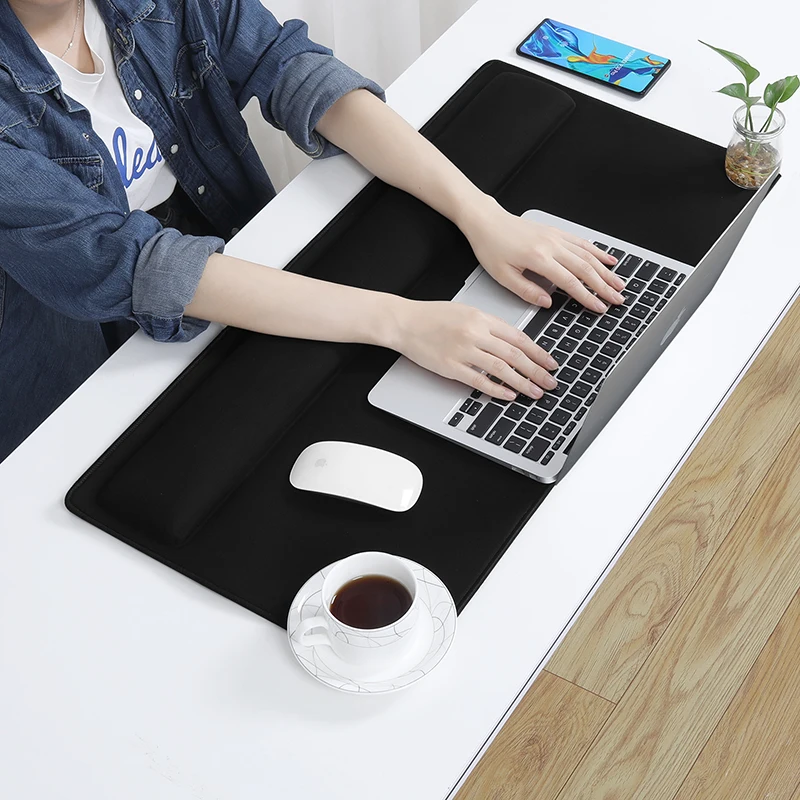 Large Slow Rebound Memory Foam Keyboard Mouse Wrist Rest Keyboard Pad, Ergonomic gaming desk mat with wrist support mouse pads