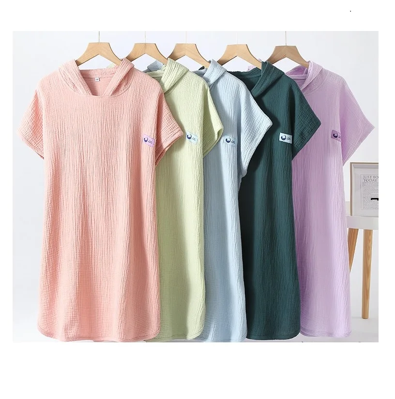 SZPAN 100% хлопковое муслиновое газовое одеяло с капюшоном пончо пляжный халат для взрослых детей банное полотенце мамы и