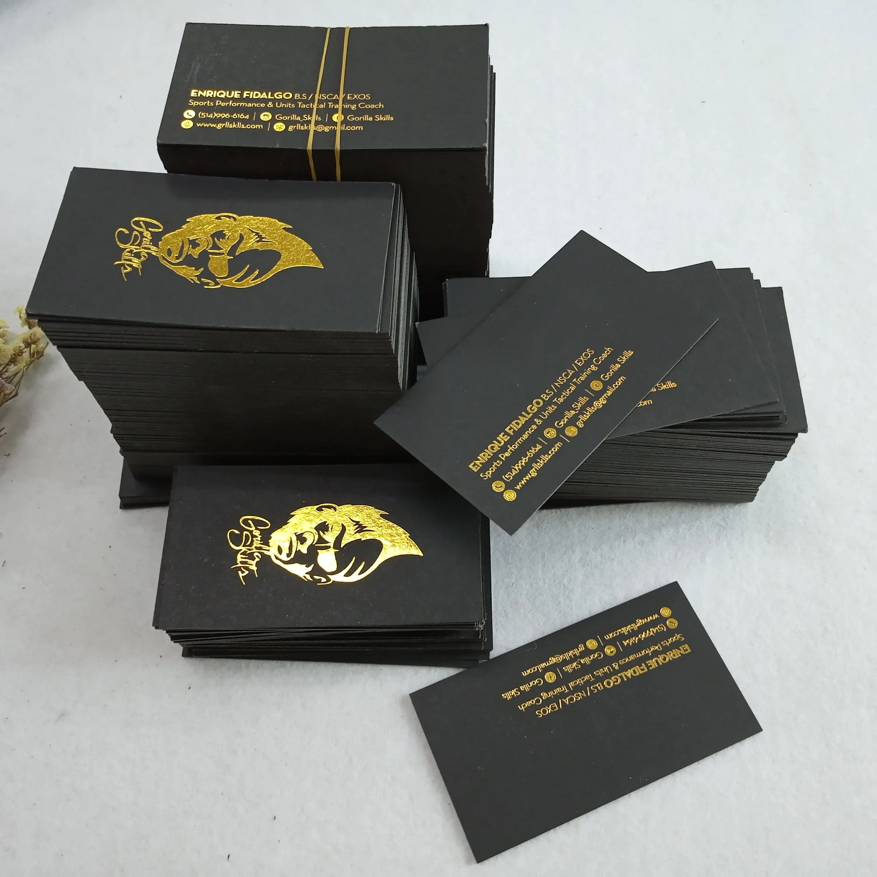 High quality custom printed luxury gold foil embossed hot stamping business card