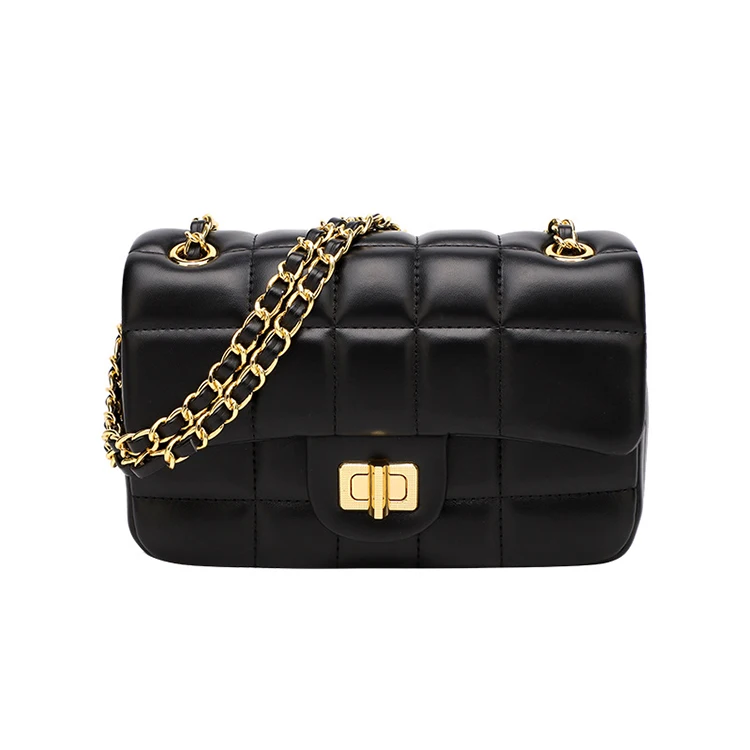 Summer Hot Sell New Style Luxury Fashion Weave Gold Chain Plaid Shoulder Crossbody Handbag 2021 Quality Cute Women Hand Bags