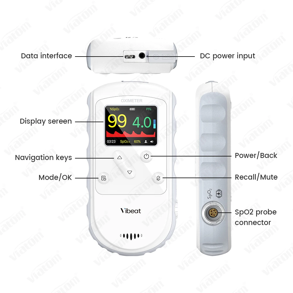 Vibeat PC66B Adjustable Alarm Puls Oximeters Portable Children Apnea Sleep Device Handheld Finger Oximeters