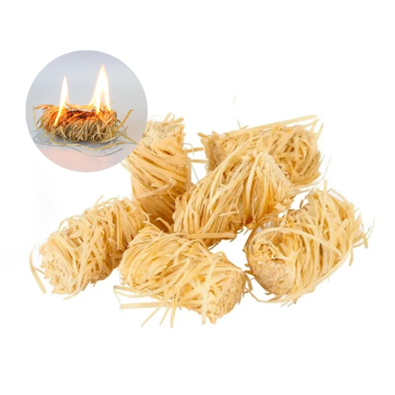 Free Sample Natural Fire Lighter Wooden Wool Roll BBQ Fire Starter For Survival