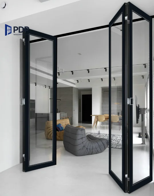 Folding Doors Wind Pressure Resistance Weather Resistant Patio Sliding Screen Chinese Door