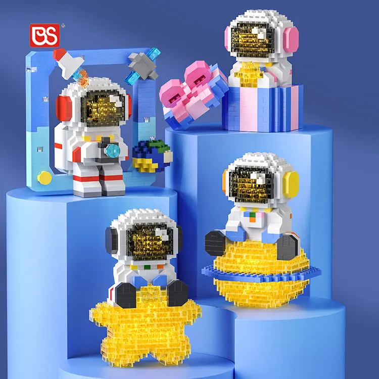 BS 387PCS Mini Bricks Led Lighting Kit Space Toys Micro Building Kits Astronaut With Diy Puzzle