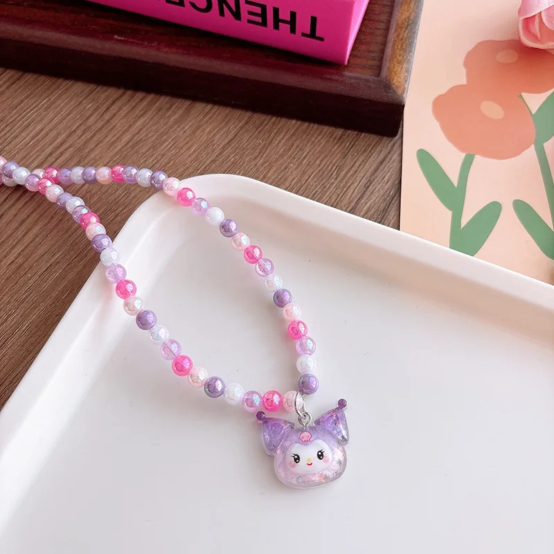 Handmade Resin Hello Kitty Rainbow Snow Kids Bead Necklace Vintage Style DIY Fashion Geometric Pattern Child Jewelry