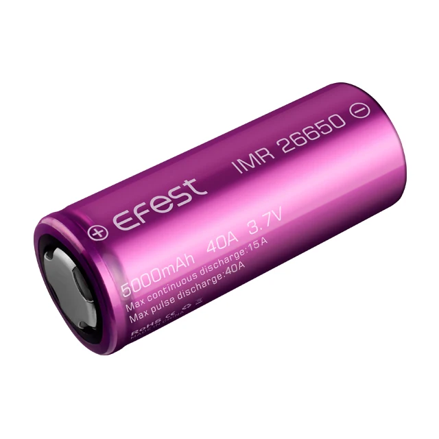 
Enough stocks 5000mAh high discharge rate 40A 3.7v Efest 26650 li ion battery 