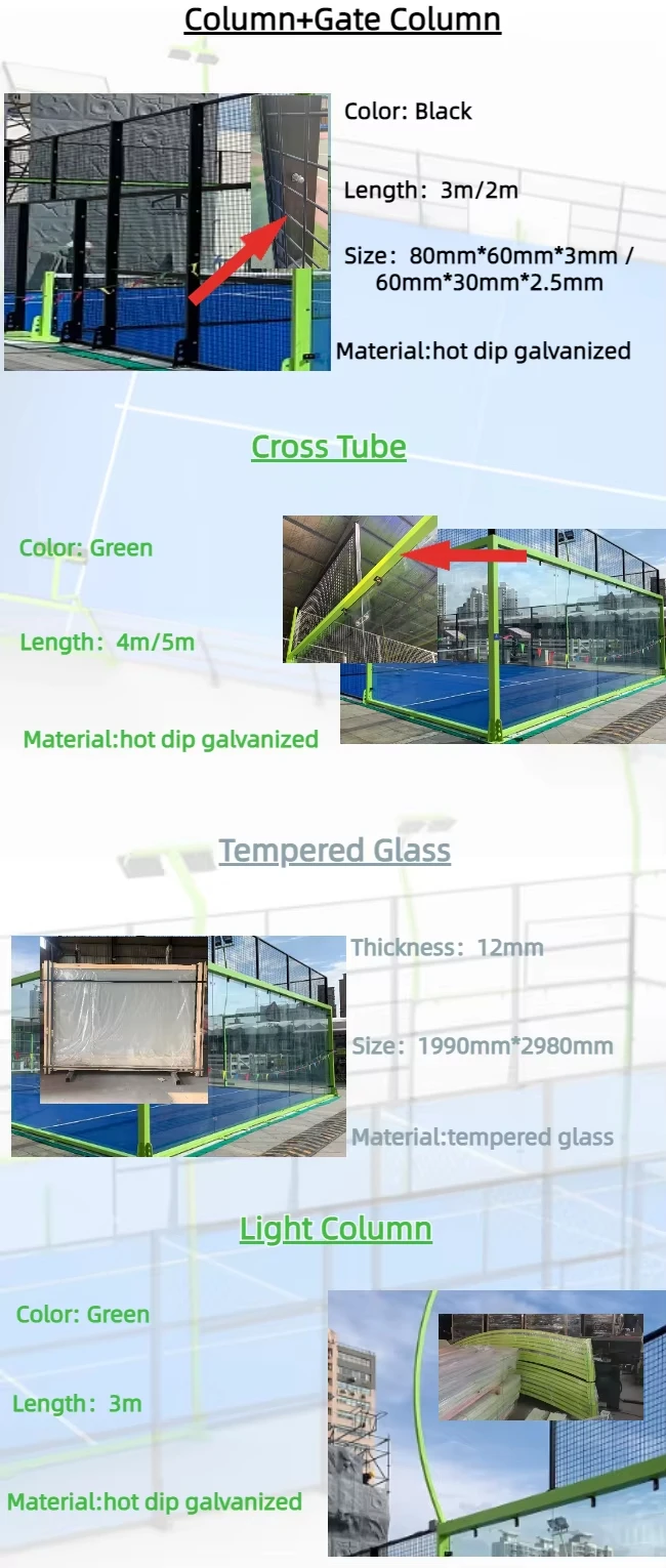 LDK Sports Equipment Professional Hot Dip Galvanized Padel Tennis Court Outdoor Panoramic Paddle Court with Roof