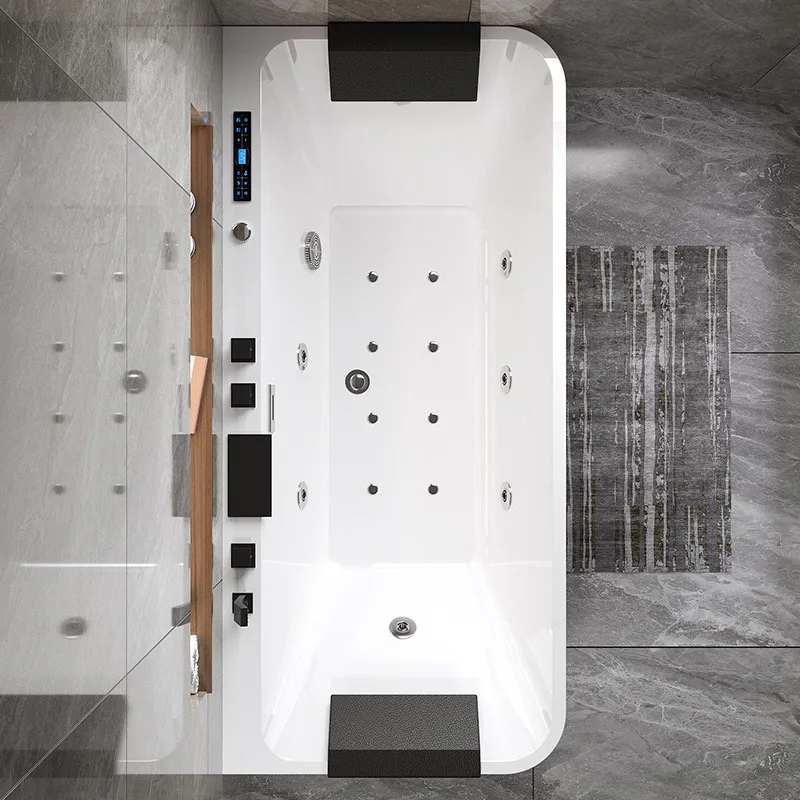 Lizhen-Hwa.Con Bathroom Modern Color Light Electric Freestanding Whirlpool Massage Waterfall Spa Bathtub