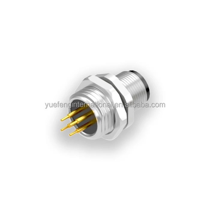 CE RoHS High-quality Factory Wholesale Circular Gold Plated Connector 4pin M12 D-code Shielded Plug Panel Mount Cup IP67 for PCB
