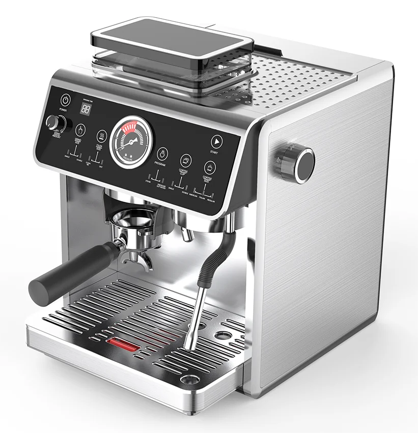 Digital automatic Stainless Steel Espresso Machine Integrated Bean Grinder & Steam Wand Electric Coffee Maker Machine