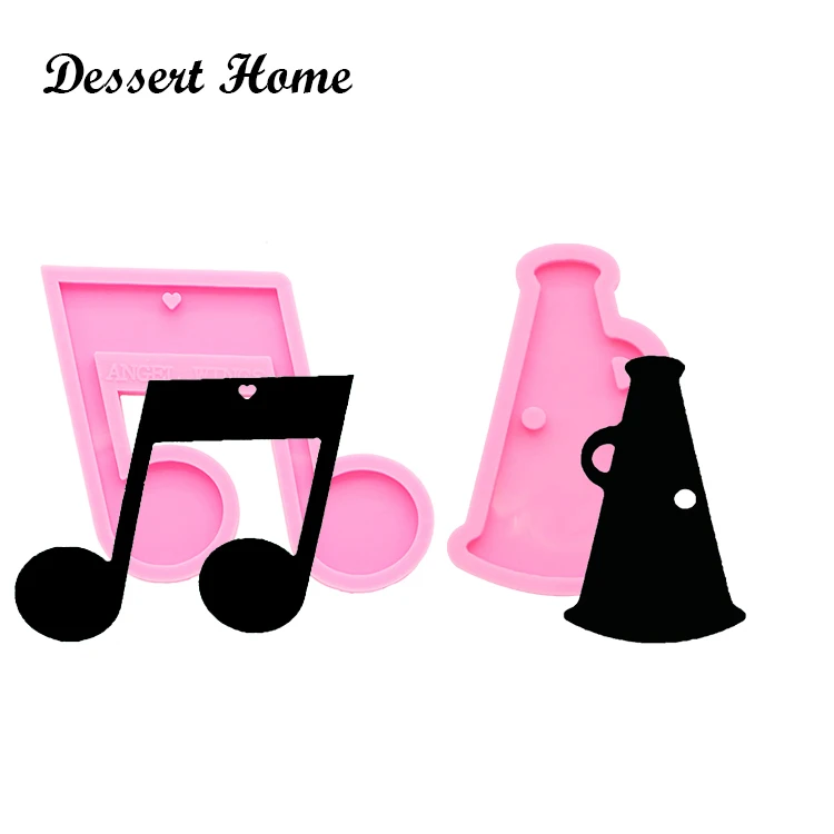 DY0842 Musical Note Tape Soundtrack Moulds for Epoxy Resin Art Keychains, Megaphone Mold Chocolate Fondant Guitar Pick Tools