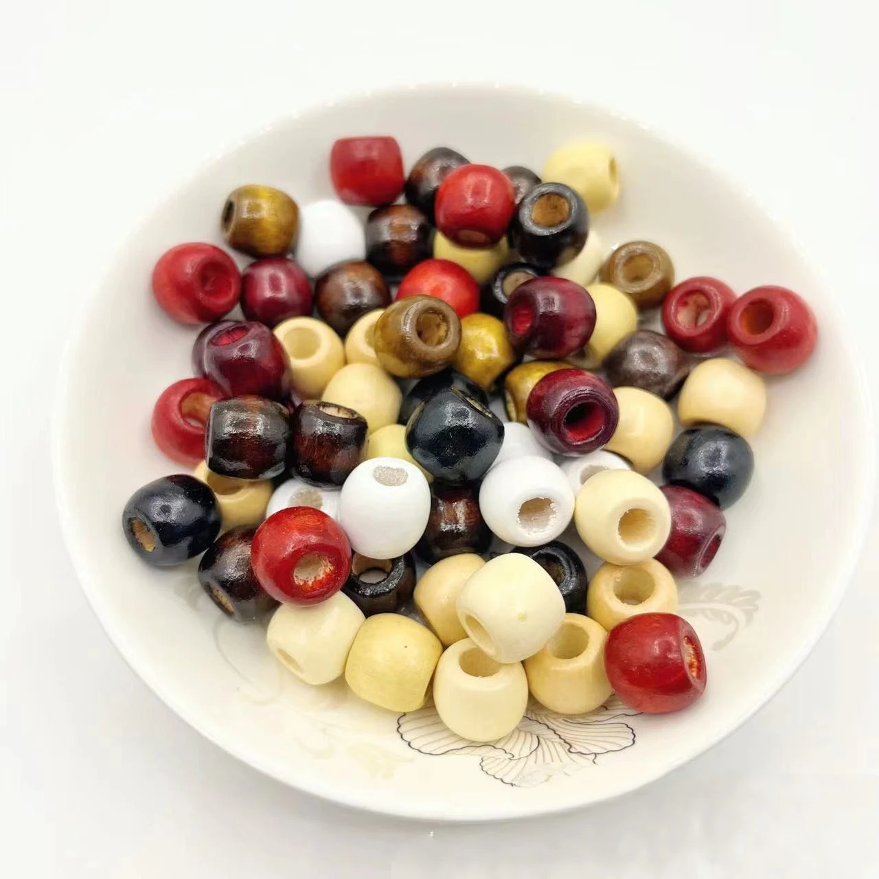 Wholesale Maple Wood Colorful Barrel Beads Loose Beads Strand Bracelet Necklace Hair Braid Accessories DIY