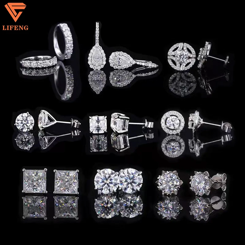 Best Grade 925 Silver Moissanite Earrings Fine Jewelry for Women Flower Shaped Passes Diamond Tester for Gifts