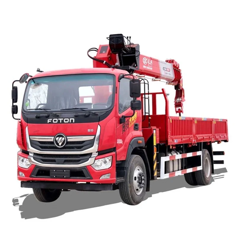 Foton Aoling 8 tons straight arm crane with truck, building greening crane, one machine to pull steel pole
