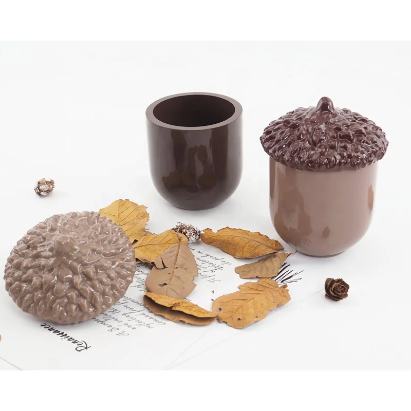 Pine Cone Jar Silicone Mold Acorn Shape Candle Holder Plaster Concrete Mold