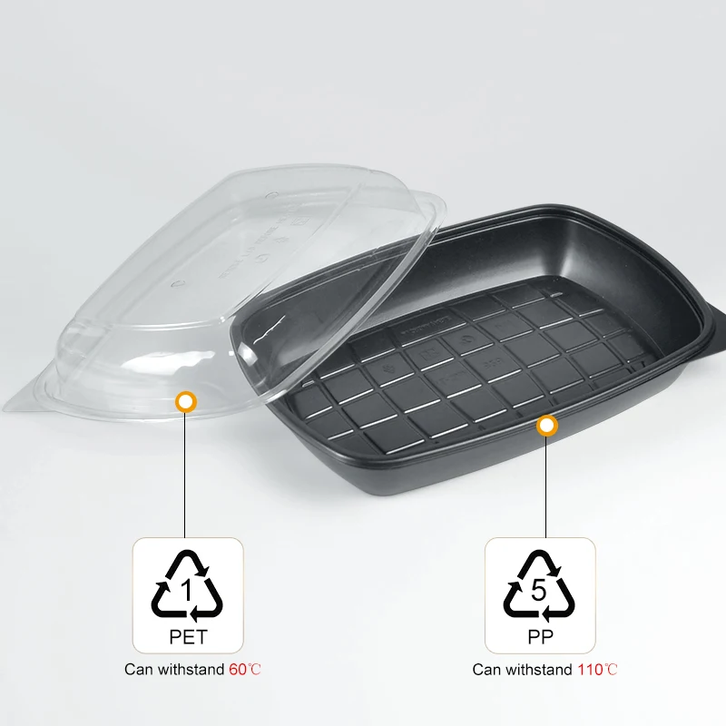 Disposable Plastic Trays Take Away Food Container Plastic Roast Chicken Box with Lid