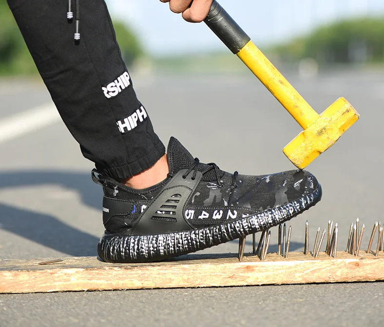 Вязаная черная защитная обувь с металлическим носком