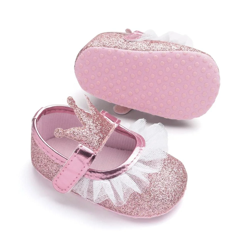 WONBO Beautiful crown design princess baby girl shoes First Walkers Lace Newborn Moccasins For Girls