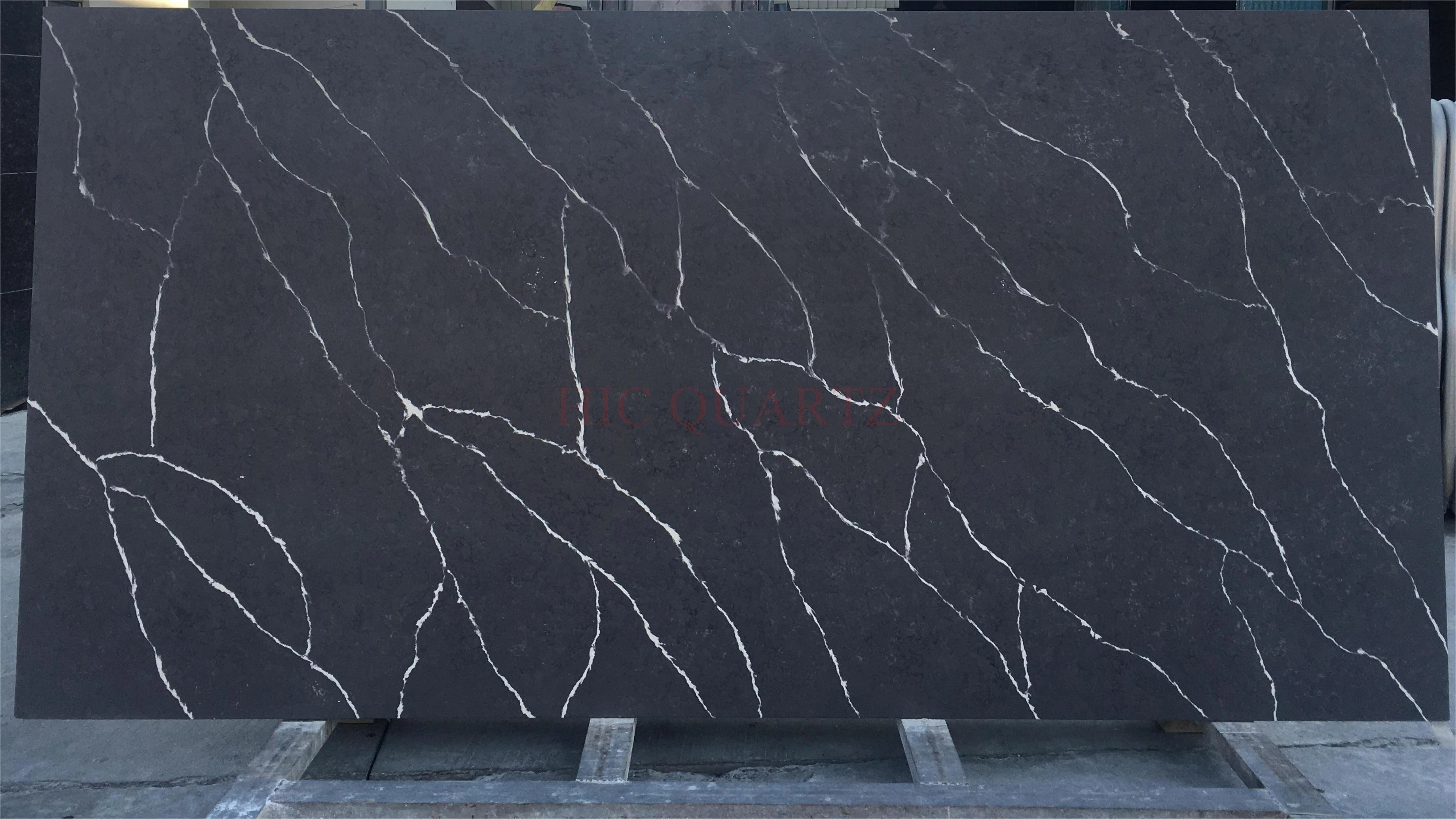 New Grey Calacatta White Line Artificial Marble Stone Price Quartz Slab Tiles for Livingroom Flooring
