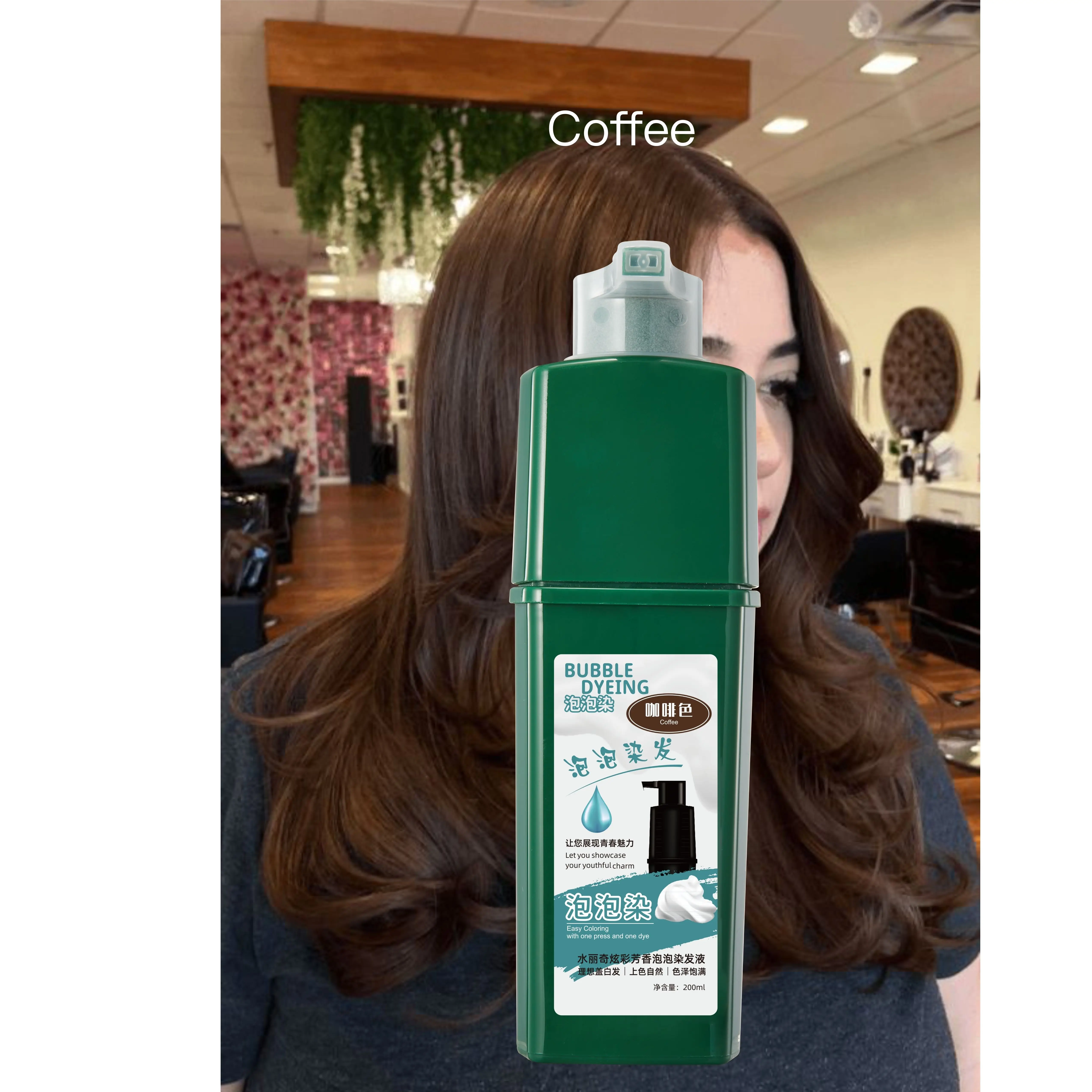 Hot Sale  Eco Friendly Black Color Hair dye Cream Brown Bubble foaming Oem Natural Organic Herbal Hair Dye Shampoo