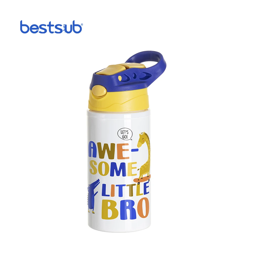 BestSub Wholesale Custom Personalized Sublimacion Blanks 17oz 500ml White Aluminium Kid Sports Water Bottle With Lid