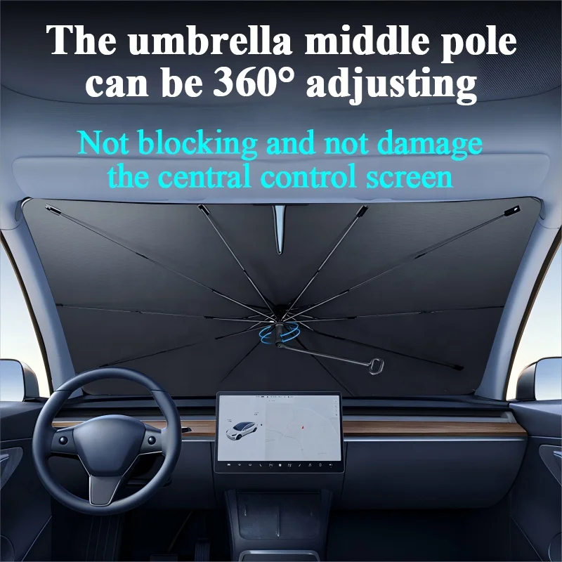 Upgrade 360° rotation handle Car Sunshade Front Window Windshield Umbrella Cover for SUV Tesla Model 3 Y Interior Accessories