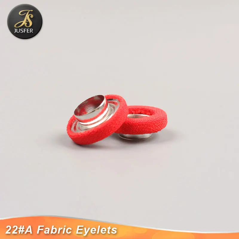 Jusfer new style 3 parts metal brass eyelets and grommets covered fabric for clothing