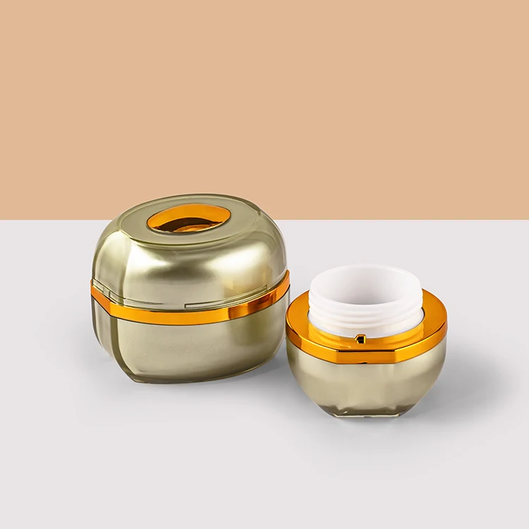 Ready to Ship luxury 15g 30g 50g Gold Oval Cosmetic Empty Cream Acrylic Plastic Jar