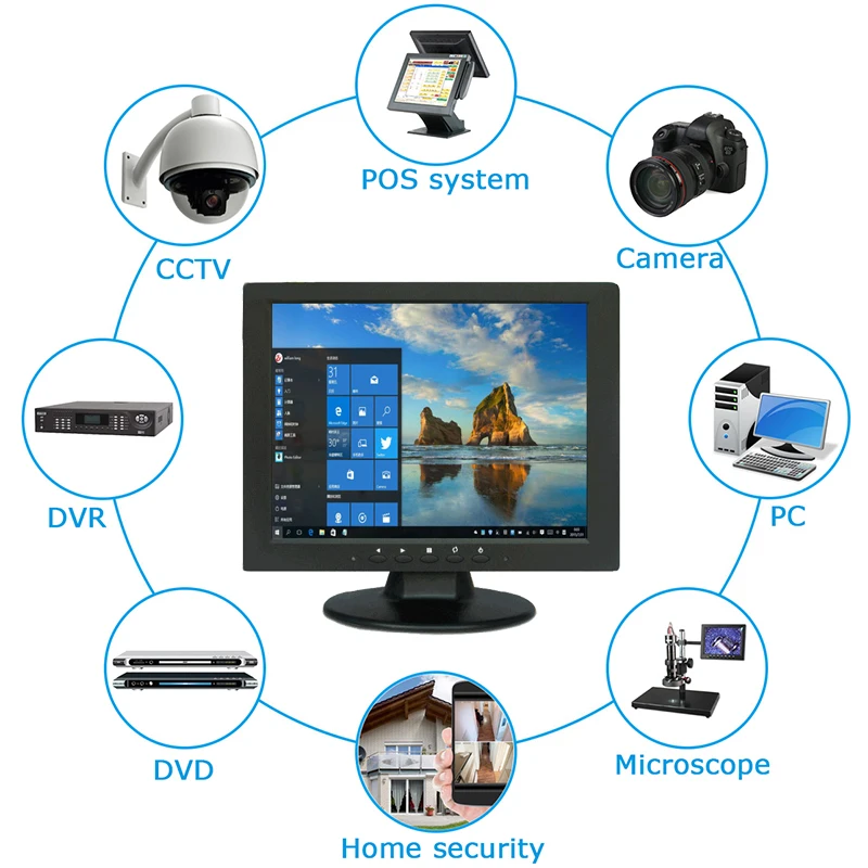 
10 inch cheap LCD Monitor with VGA AV BNC Input Small CCTV Monitor 