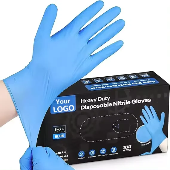 Disposable 100% Nitrile Gloves Blue Black 9 Inches Length Tattoo Barber Shop Beauty Pink Gloves Latex-Free Touch Screen