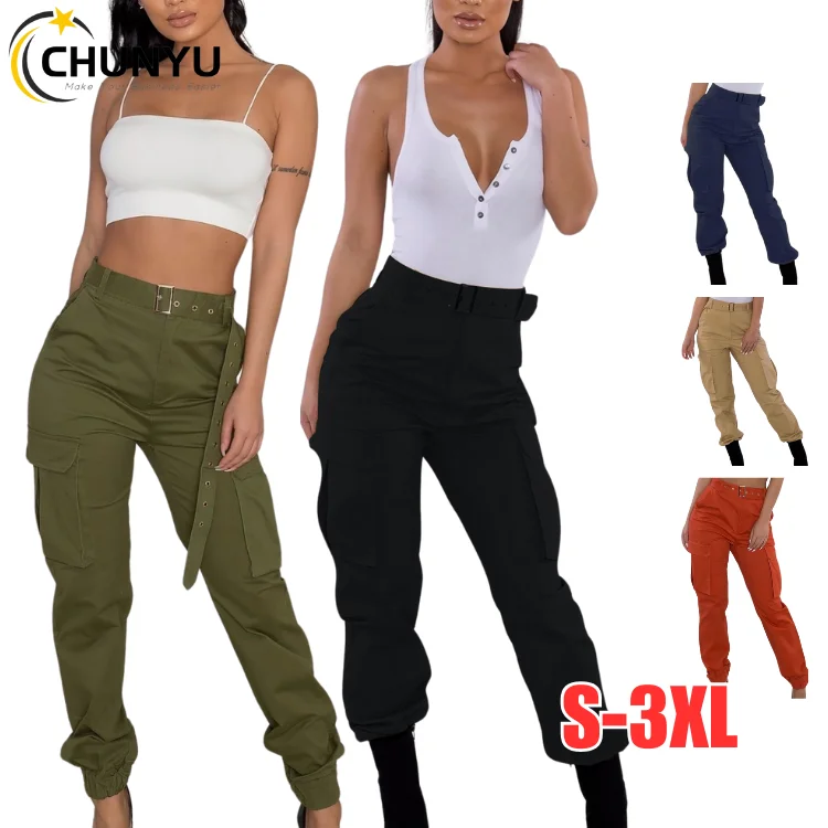 S-3Xl Womens Camo Cargo Trousers Casual Pants Cyan Combat Trousers Loose Jogger For Women Leisure Time Wear No Belts