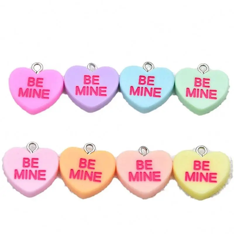 Colored Resin English Letters Love Heart BEMINE HUGME LOVE Acrylic Charms For DIY Bracelet Necklace Handmade Jewelry Making